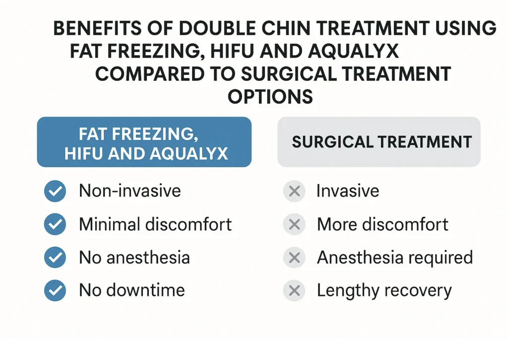 Graphic about the benefits of double chin treatment Huddersfield - from LA LIPO
