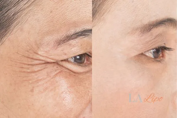 Before and after results of woman - HI-fu wrinkles reduction treatment Huddersfield