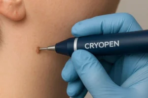 Person receiving skin tag removal Huddersfield